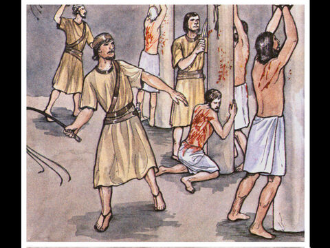 His speech persuaded them. They called the apostles in and had them flogged. Then they ordered them not to speak in the name of Jesus, and let them go. – Slide 15