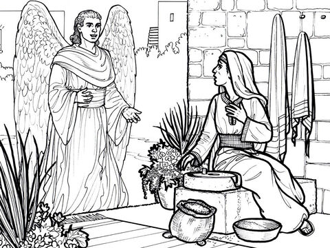 The angel Gabriel visits Mary to announce she will be the mother of God’s son, Jesus. <br/>Luke 1:26-56 – Slide 1
