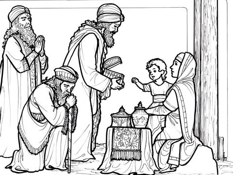 Wise Men from the east visit Jesus and bring Him gifts. <br/>Matthew 2:1-12 – Slide 5
