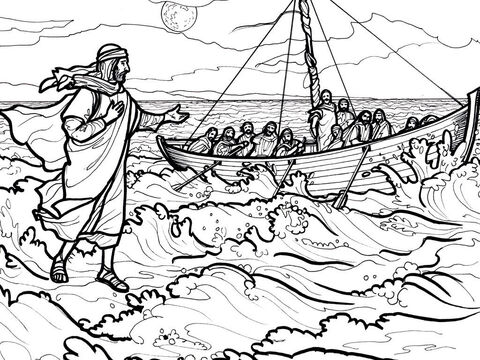 Jesus walks on the water. <br/>Matthew 14:22-36, Mark 6:45-56, John 6:16-24 – Slide 1