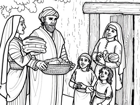 The early believers share their food and possession with those in need. Acts 4:32-36 – Slide 4