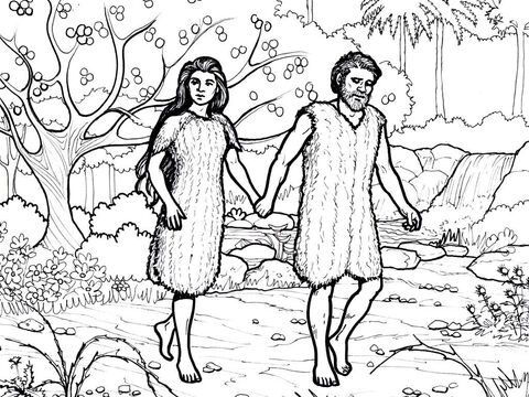Adam and Eve are dismissed from the Garden of Eden. – Slide 1