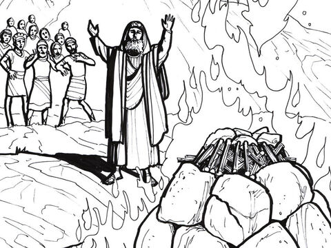 Elijah challenges the false prophets to a contest on Mount Carmel. – Slide 2