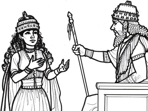 The King of Persia signals that Esther may speak to him. – Slide 9