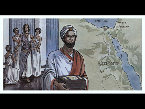 Now an angel of the Lord said to Philip, ‘Go south to the road—the desert road—that goes down from Jeru-salem to Gaza.’ – Slide 1