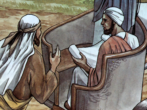 ‘How can I,’ he said, ‘unless someone explains it to me?’ So he invited Philip to come up and sit with him. – Slide 7