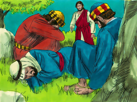 Jesus returned to find the three disciples asleep. Jesus woke them and told Peter, ‘Watch with me and pray lest the Tempter overpower you. For though the spirit is willing enough, the body is weak.’ But when Jesus returned the second and third time after more prayer the three disciples had fallen asleep once more. – Slide 8