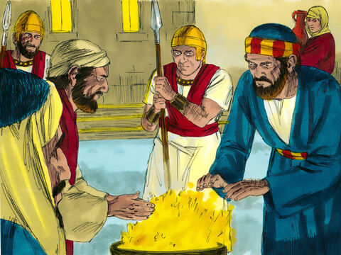 Peter followed, right into the courtyard of the high priest and sat with the guards, warming himself by the fire. – Slide 13