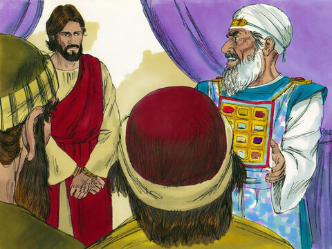 ‘Are you not going to answer?’ The High Priest asked Jesus. But Jesus remained silent. – Slide 16