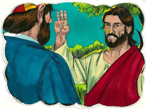 Jesus turned round and looked at Peter. Peter remembered what Jesus had said earlier, ‘Before the cock crows, you will deny me three times.’ – Slide 23