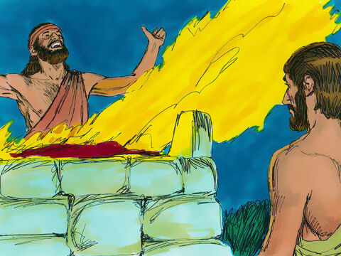 Then he made an altar to God, placed the wood of the Asherah pole on it and sacrificed the bull to God. – Slide 10
