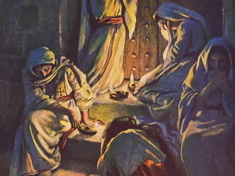 But while they were on their way to buy the oil, the bridegroom arrived. The virgins who were ready went in with him to the wedding banquet. And the door was shut. <br/>Later the others also came. ‘Lord, Lord,’ they said, ‘open the door for us!’ <br/>But he replied, ‘Truly I tell you, I don’t know you.’ <br/>Therefore keep watch, because you do not know the day or the hour. <br/>Matthew 25:10-13 – Slide 24