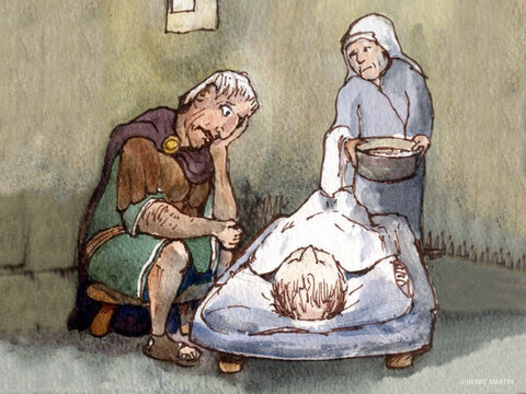 The centurion had a servant who was very ill.  He was paralysed and in great pain. – Slide 2