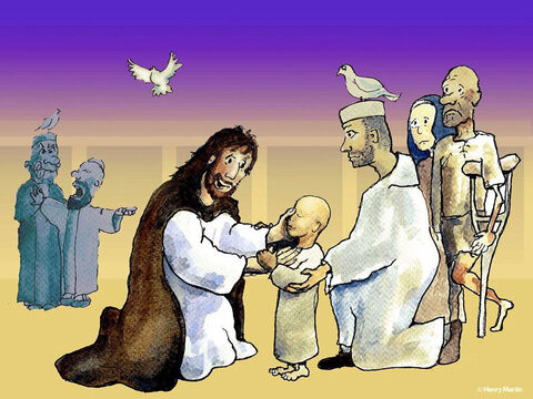 The blind and the lame came to Jesus in the Temple, and He healed them. – Slide 7