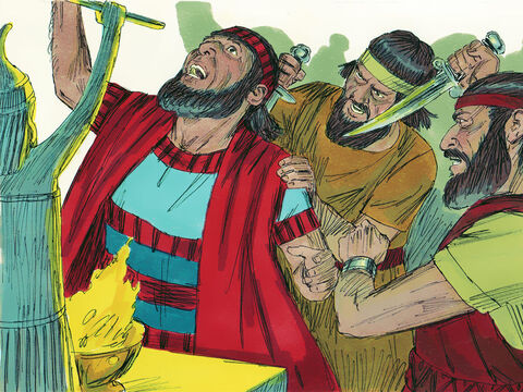 One day, while King Sennacherib was worshipping in the temple of his god Nisrok, his sons Adrammelek and Sharezer assassinated him. King Hezekiah ruled for 29 years serving the Lord and obeyed Him. – Slide 21