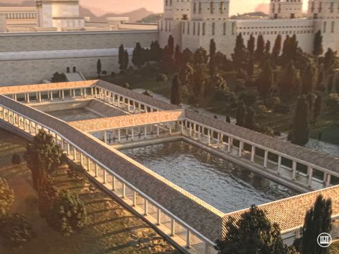 So why a pool with two basins? The archaeological evidence shows that the southern basin had broad steps with landings, indicating that it was used as a ritual cleansing bath known as a mikveh. The northern basin provided a reservoir, or otzer, to continually replenish and repurify the mikveh with fresh water flowing south through the dam between them. – Slide 3
