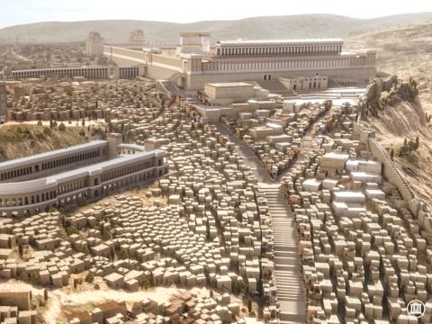 The large building to the left of this route is the Hippodrome built by Herod the Great for horse and chariot races. – Slide 9