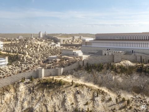 As people approached the Temple they could enter by the Double or Treble Gates in the south Temple wall. There was a ritual bath house by the popular Double Gate entrance. – Slide 10