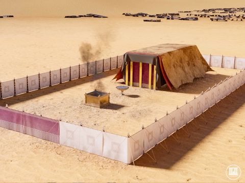The Tabernacle was pitched facing the east, the position of the sun at sunrise. The courtyard fence, made of white linen, enclosed holy ground, and the priests wore white linen garments. – Slide 2