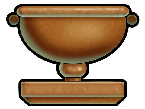 The second piece of furniture was a washing basin for the priests called the laver – place of washing. It came after the altar of sacrifice and before the entrance to the sanctuary. It was made of polished copper. The priests had to daily wash their hands and feet from dirt and contamination before they worshipped God at the altar or entered the sanctuary to serve. One had to be clean to serve. (Exodus 30:18-21). – Slide 3
