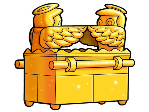 The Ark was a chest made out of wood covered with gold and sporting a crown border like the table and incense altar. It rested in the holiest place where the presence of God dwelt.  <br/>The chest contained the two tablets of the Ten Commandments, a golden pot of manna and Aarons rod that budded. – Slide 7