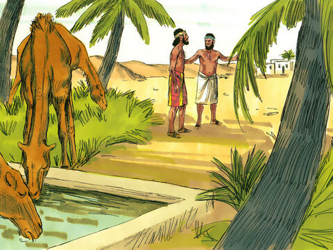 Rebekah ran home and her brother Laban returned to fetch Abraham’s servant and the camels. – Slide 12