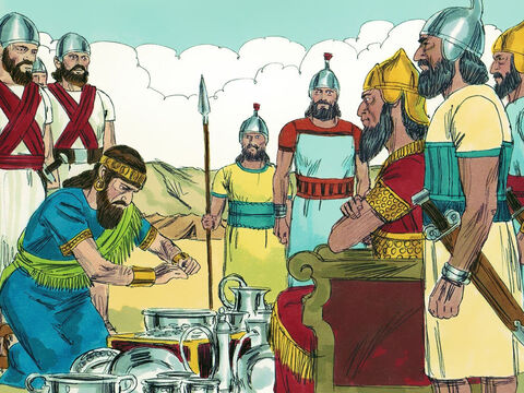 King Manahem choose not to fight the mighty Assyrians but gave them huge amounts of silver with promises to pay them an annual tribute of money. – Slide 5