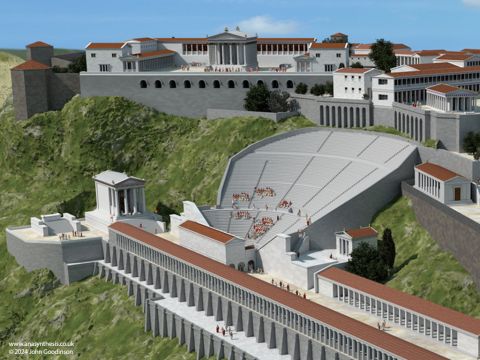 A temple for Dionysus was built at the northern end of the theatre terrace. – Slide 4