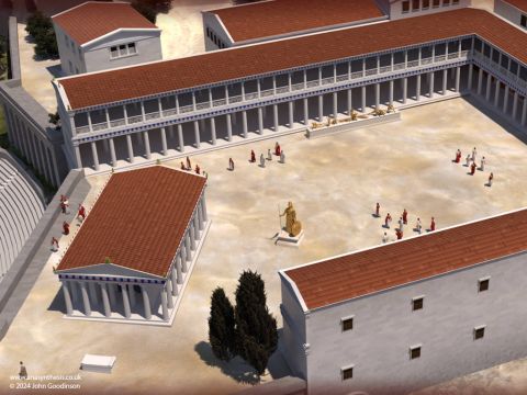 The sanctuary of Athena Nike was located on a terrace immediately above the theatre on the acropolis at Pergamon. The Nikephoria festival and games centred on the Sanctuary of Athena. – Slide 5