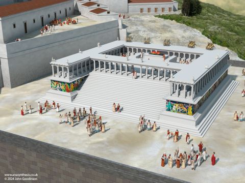 Many think ‘the throne of Satan’ is a reference to the Great Altar in Pergamon built in the first half of the 2nd century BC. Others think it may be a reference to worship of the Roman emperor which was encouraged in the city. The Great Altar was a huge staple-shaped colonnaded structure on a large stepped podium. On it sacrifices were made to Zeus and Athena. It was decorated with a frieze 113 metres long depicting the Olympian gods and giants. The king or ruling power would address people from the top step of the altar. – Slide 8