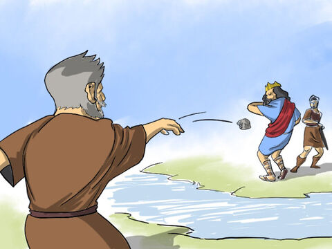 Living in that village was Shimei from the same clan as King Saul’s family who held bitter grudges against David. He pelted stones at David and his officials shouting, ‘Get out, get out, you murderer, you scoundrel!. God is repaying you for killing Saul’s family and Absalom will be king.’ – Slide 2