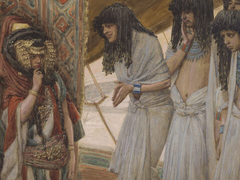 The Egyptians admire Sarai’s beauty. <br/>Cropped image. <br/>James Tissot (1836-1902) – The Jewish Museum, New York. – Slide 8