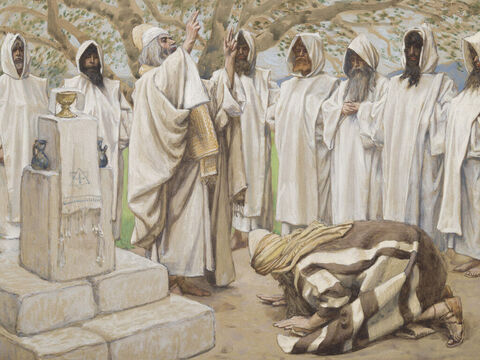 The offering of Melchizedek. <br/>Cropped image. <br/>James Tissot (1836-1902) – The Jewish Museum, New York. – Slide 16