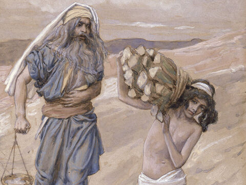 Abraham and Isaac. <br/>Cropped image. <br/>James Tissot (1836-1902) – The Jewish Museum, New York. – Slide 18