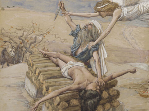 The offering of Abraham. <br/>Cropped image. <br/>James Tissot (1836-1902) – The Jewish Museum, New York. – Slide 20