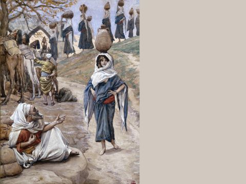 Abraham's Servant Meets Rebecca. <br/>Full image. <br/>James Tissot (1836-1902) – The Jewish Museum, New York. – Slide 5