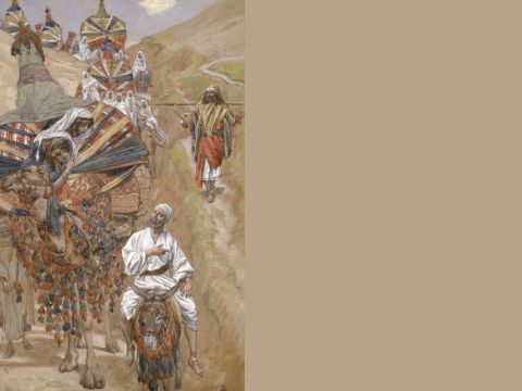 Rebecca Meets Isaac by the Way. <br/>Full image. <br/>James Tissot (1836-1902) – The Jewish Museum, New York. – Slide 9
