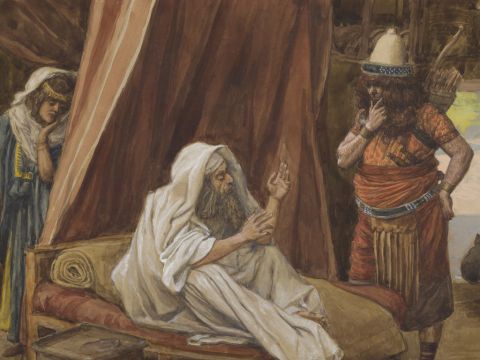 Isaac Sends Esau to Hunt. <br/>Cropped image. <br/>James Tissot (1836-1902) – The Jewish Museum, New York. – Slide 14