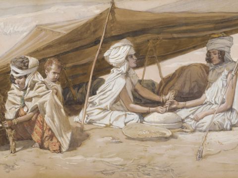 Rachel and Leah.<br/>Cropped image. <br/>James Tissot (1836-1902) – The Jewish Museum, New York. – Slide 22
