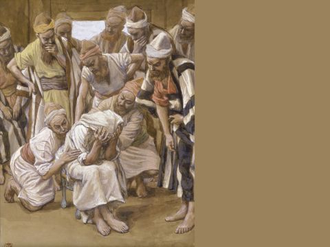 Jacob Mourns his Son Joseph. <br/>Full image. <br/>James Tissot (1836-1902) – The Jewish Museum, New York. – Slide 27