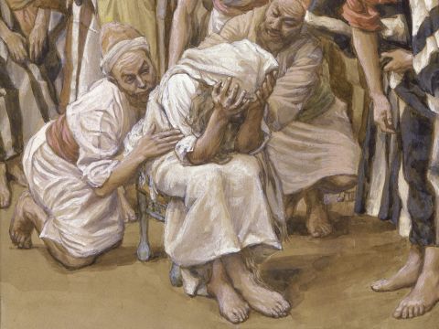 Jacob Mourns his Son Joseph. <br/>Cropped image. <br/>James Tissot (1836-1902) – The Jewish Museum, New York. – Slide 28