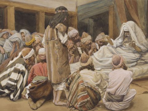Jacob's Last Moments. <br/>Cropped image. <br/>James Tissot (1836-1902) – The Jewish Museum, New York. – Slide 30