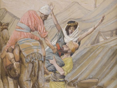 The Seduction of Dinah, Daughter of Leah. <br/>Cropped image. <br/>James Tissot (1836-1902) – The Jewish Museum, New York. – Slide 32