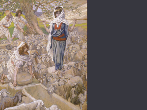 Jacob and Rachel at the well. <br/>(Full size). <br/>James Tissot (1836-1902) – The Jewish Museum, New York. – Slide 11