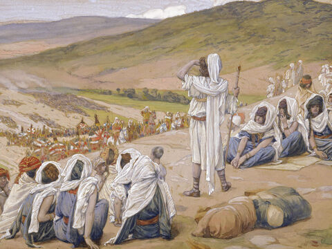 Jacob sees Esau coming to meet him.  <br/>(Cropped). <br/>James Tissot (1836-1902) – The Jewish Museum, New York. – Slide 16