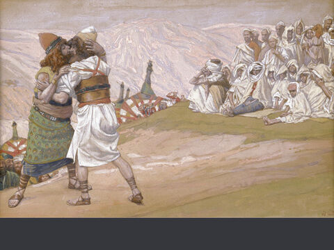 Meeting of Esau and Jacob.  <br/>(Full size).<br/>James Tissot (1836-1902) – The Jewish Museum, New York. – Slide 17