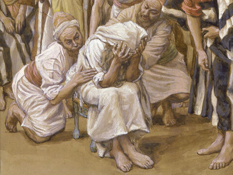 Jacob mourns his son Joseph.  <br/>(Cropped). <br/>James Tissot (1836-1902) – The Jewish Museum, New York. – Slide 22