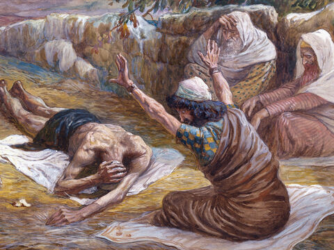 Job lying on the heap of refuse. <br/>(Cropped) <br/>James Tissot (1836-1902) – The Jewish Museum, New York. – Slide 6