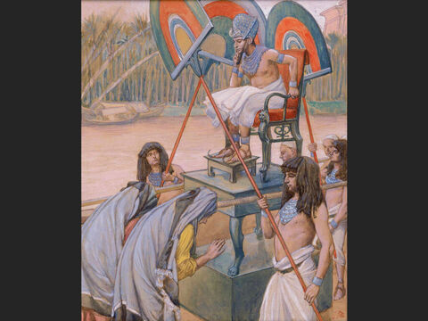 Pharaoh and the Midwives. <br/>Full image.<br/>James Tissot (1836-1902) – The Jewish Museum, New York. – Slide 3