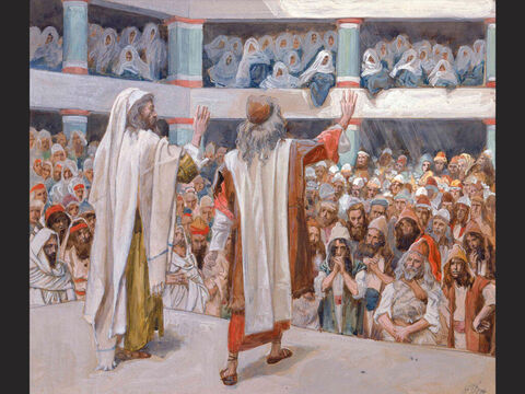 Moses and Aaron Speak to the People.<br/>Full image.<br/>James Tissot (1836-1902) – The Jewish Museum, New York. – Slide 5